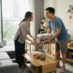 Gia đình sum vầy cùng nhau dọn dẹp nhà cửa gọn gàng đón Tết