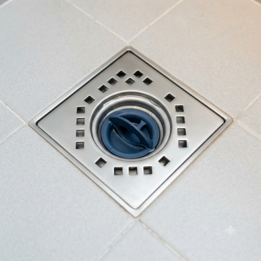 Lắp van silicon một chiều vào phễu thoát sàn ngăn mùi hôi cống trào ngược