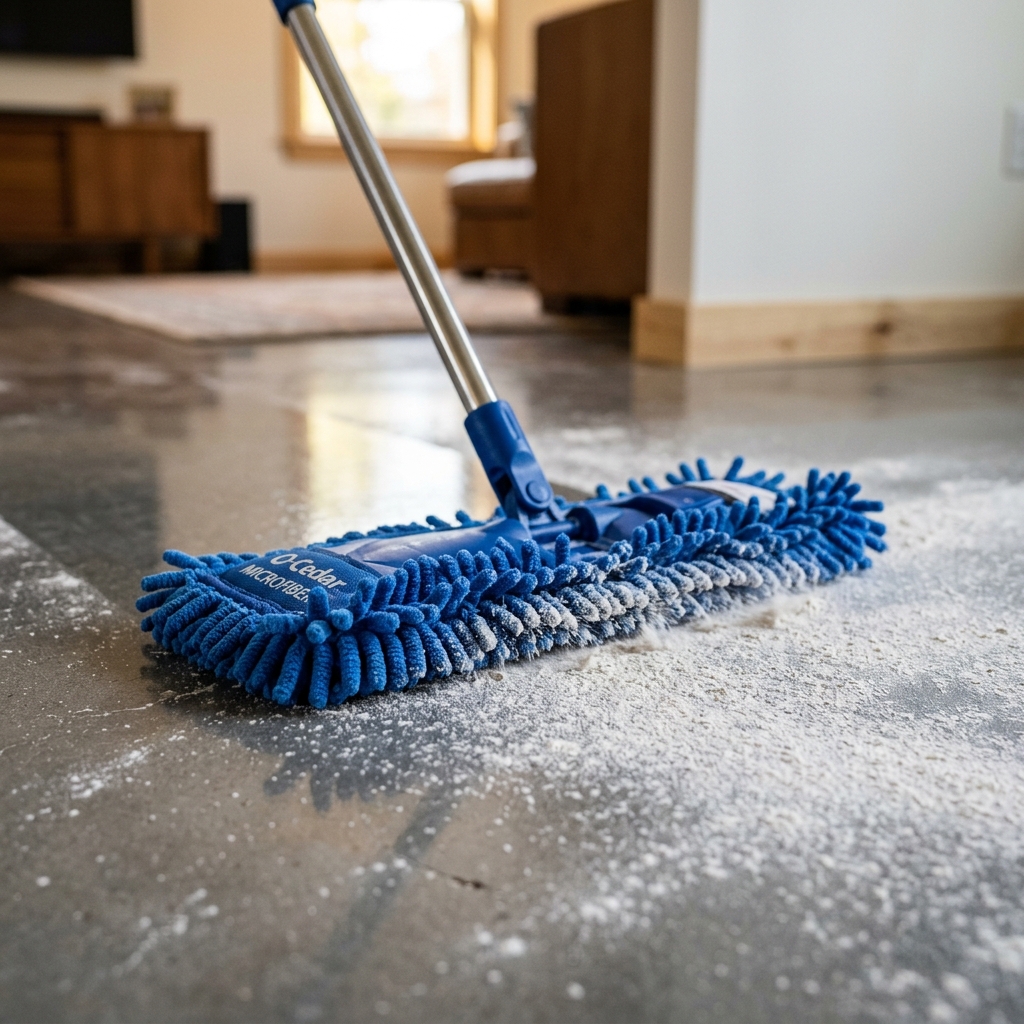 Lau bụi mịn và bụi vôi vữa sau sơn nhà
