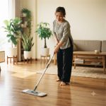 Lau sạch sàn gỗ công nghiệp sáng bóng bằng cây lau microfiber