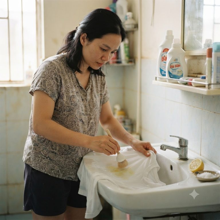 Xử lý vết ố vàng rỉ sét trên áo trắng bằng chanh tươi và muối