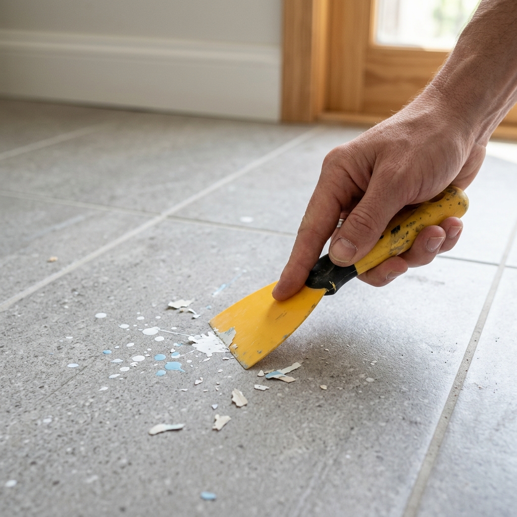 Tẩy vết sơn khô cứng trên nền gạch men
