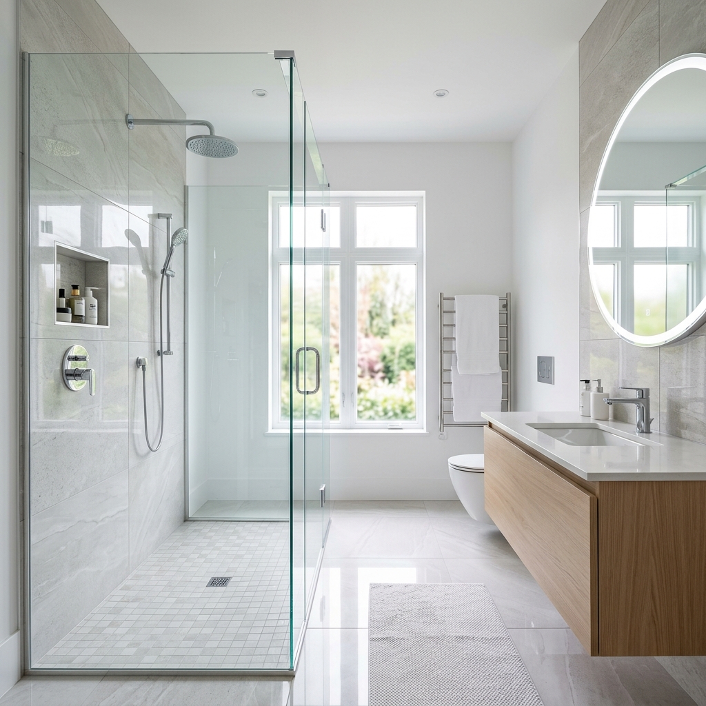 Nhà vệ sinh sạch bóng sau khi dọn dẹp hoàn thiện