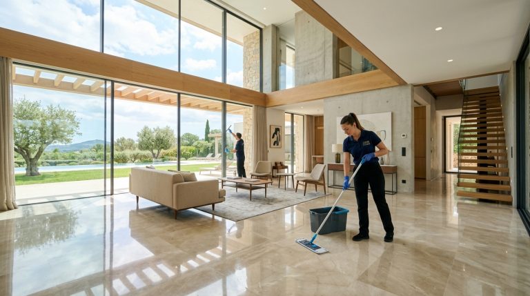 Vệ sinh tổng thể biệt thự sau xây dựng sáng bóng