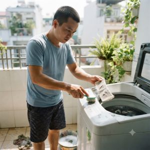 Gia chủ tự vệ sinh máy giặt Toshiba 9kg tại nhà